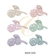 Large Iridescent Rose Flower Stem Hair Claw Clip – 13cm Pearlescent Floral Hair Clamp Card Pack (RCP-0973R)