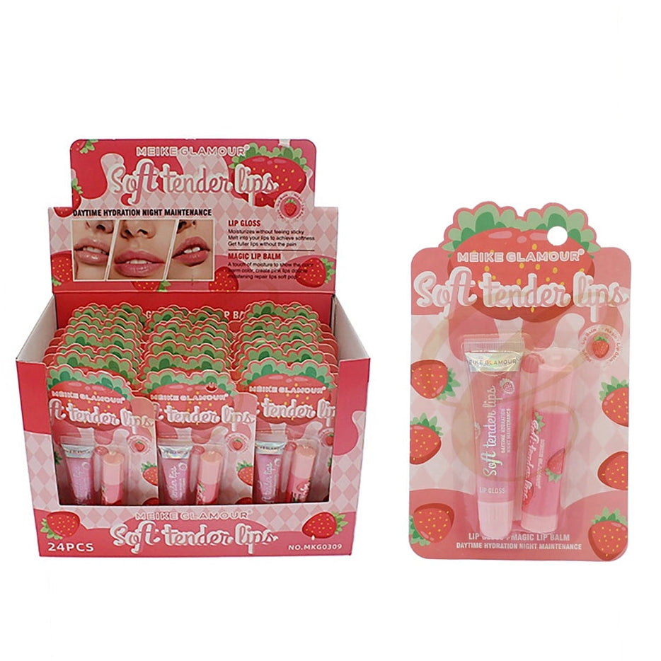 Soft Tender Lips - Strawberry Lip Gloss & Magic Lip Balm Duo (24pc) (RCS-0580)