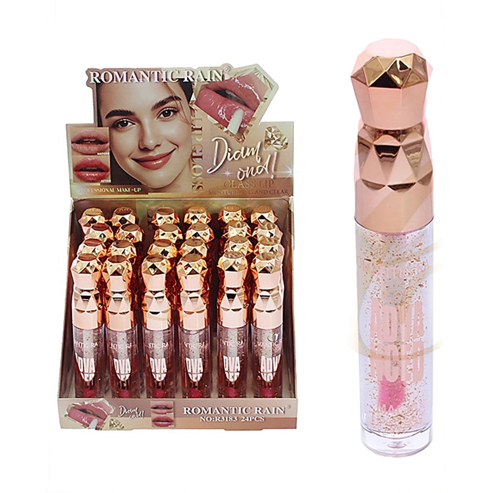 Romantic Rain "Diamond" Glass Lip Gloss – High-Shine Moisturizing Lip Oil (RCS-0650)