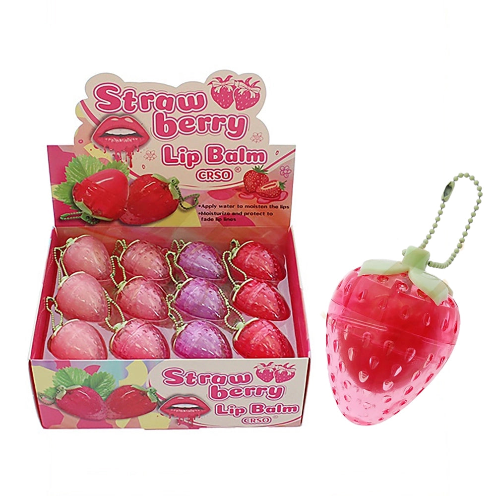 Strawberry Scented Lip Balm Keychain – Moisturizing Fruit-Shaped Lip Care (RCS-0762)