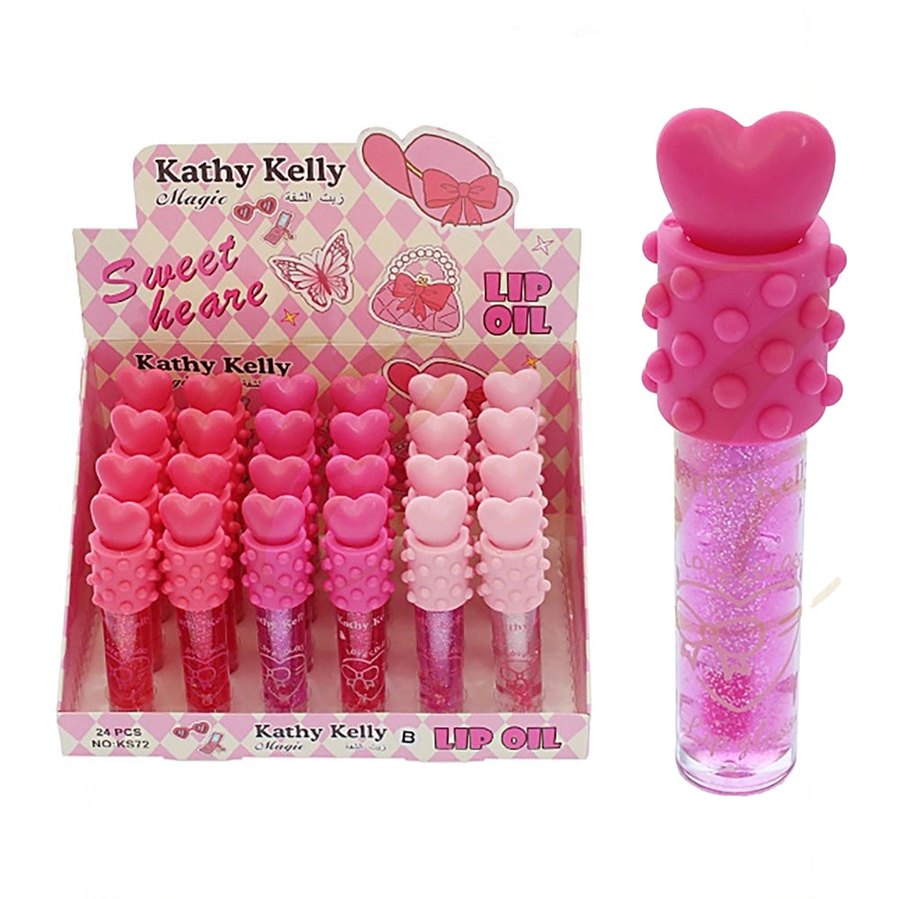 Kathy Kelly Magic Sweet Heart Lip Oil - Hydrating High-Shine Gloss (24-Piece Display Set) (RCS-0773)