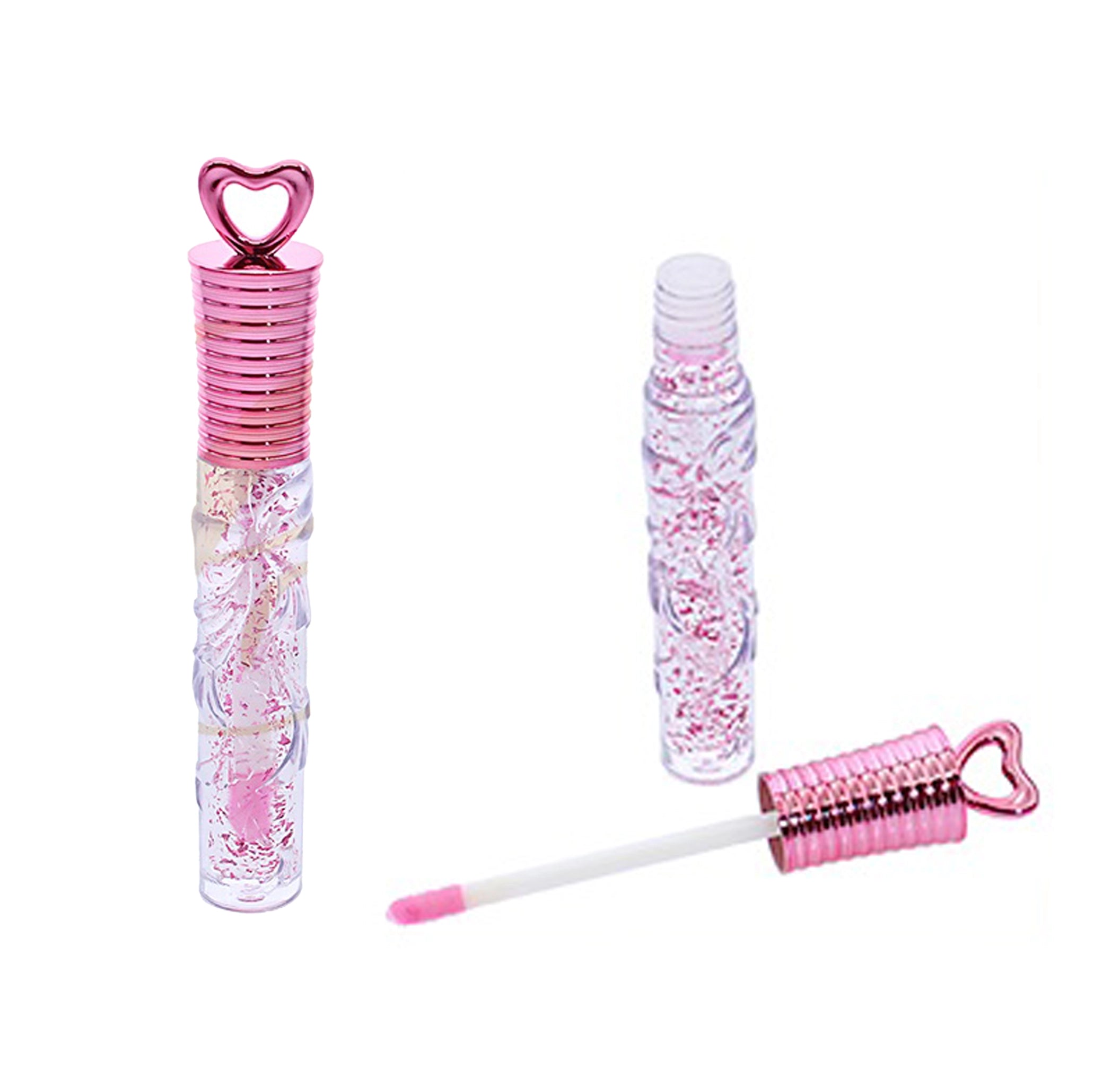 Miss Betty Heart-Topped Sequined Lip Gloss Set (24 Pieces) (RCS-0852)