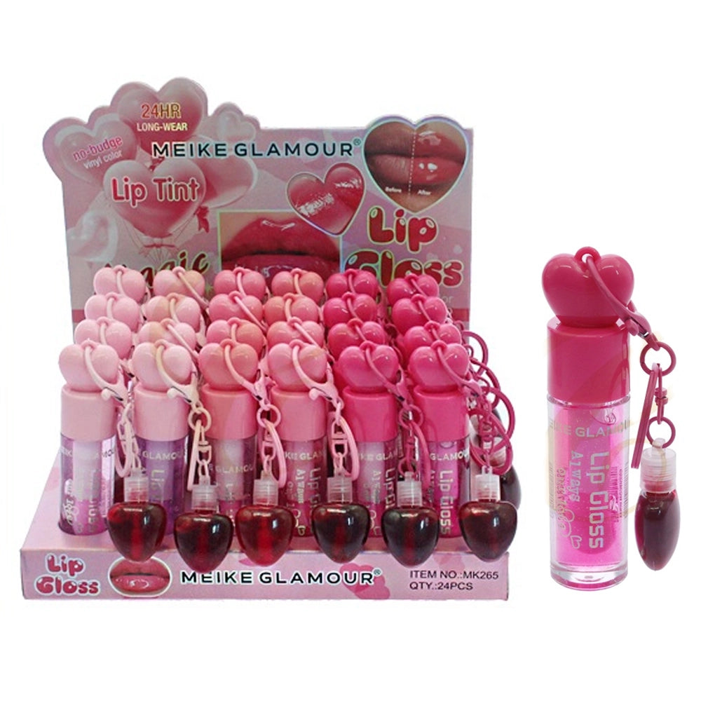 Meike Glamour 2-in-1 Heart Keychain Lip Gloss & Lip Tint Duo (RCS-0910)