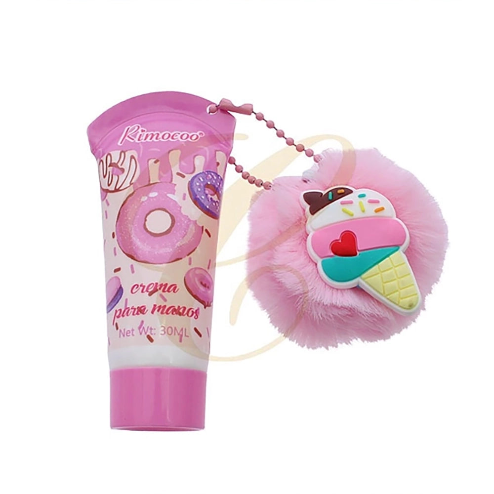 Rimocoo Sweet Treats Moisturizing Hand Cream with Soft Pom-Pom Keychain – 30ml / 1 fl oz (RCS-0938)