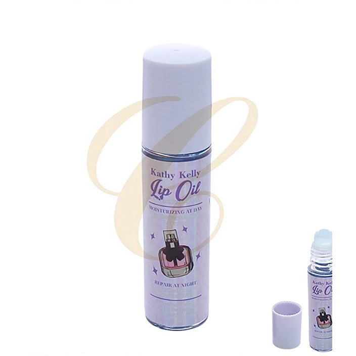 Kathy Kelly Perfume Fragrance Roll-On Lip Oil – Moisturizing Day & Night Lip Stain 24-Piece Wholesale Counter Display Box (RCS-0941)