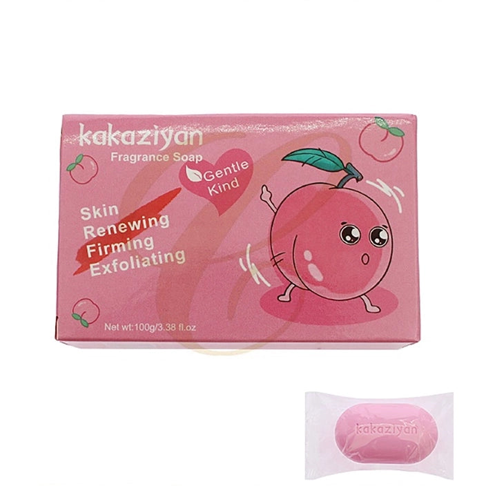 kakaziyan Peach Scented Skin Renewing Firming Exfoliating Fragrance Soap Bar – 100g Gentle Bath Care 18-Piece Wholesale (RCS-1109)