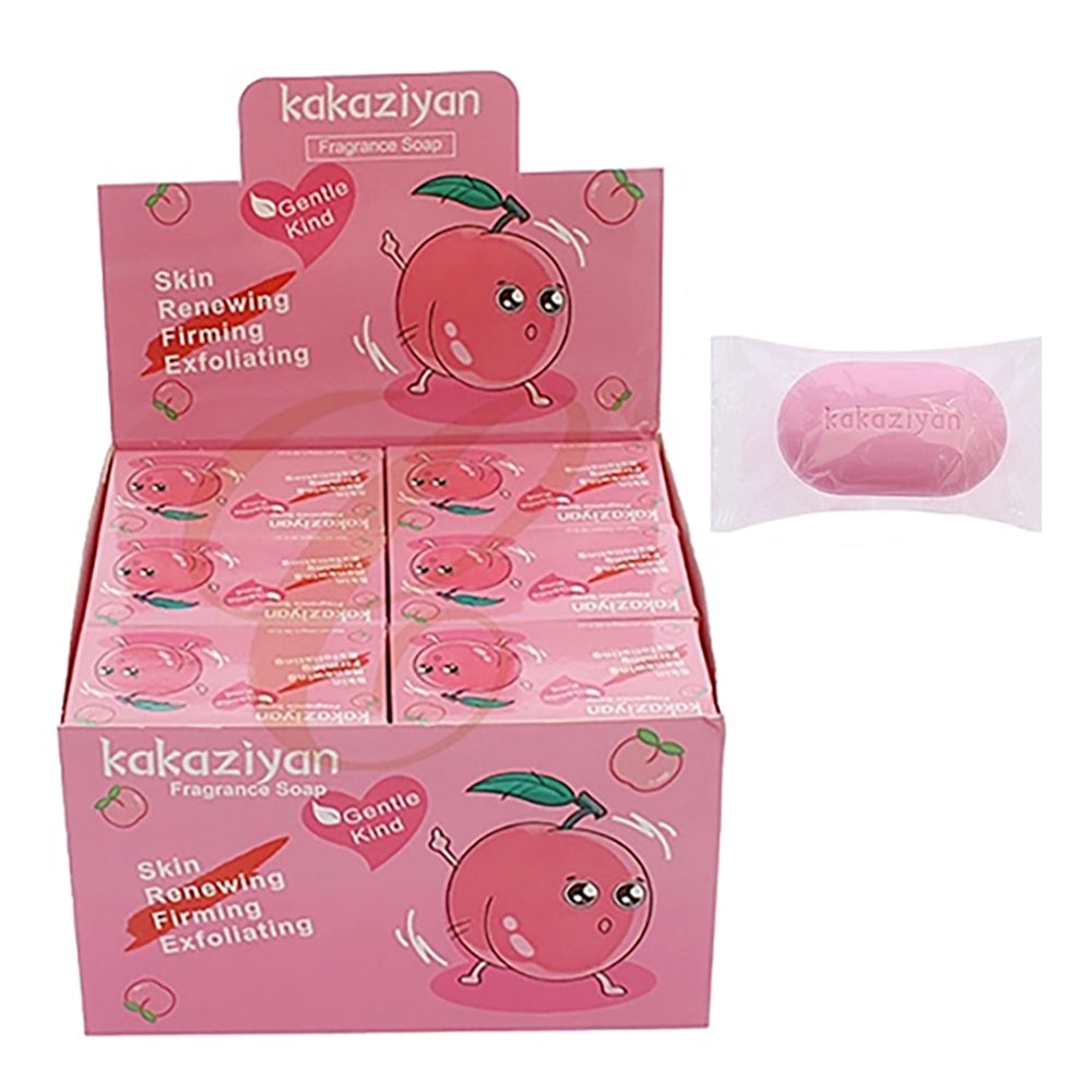 kakaziyan Peach Scented Skin Renewing Firming Exfoliating Fragrance Soap Bar – 100g Gentle Bath Care 18-Piece Wholesale (RCS-1109)
