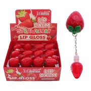 2-in-1 Strawberry Lip Balm & Liquid Lip Gloss Keychain Set – Moisturizing & Nourishing Lip Care (RCS-1157)