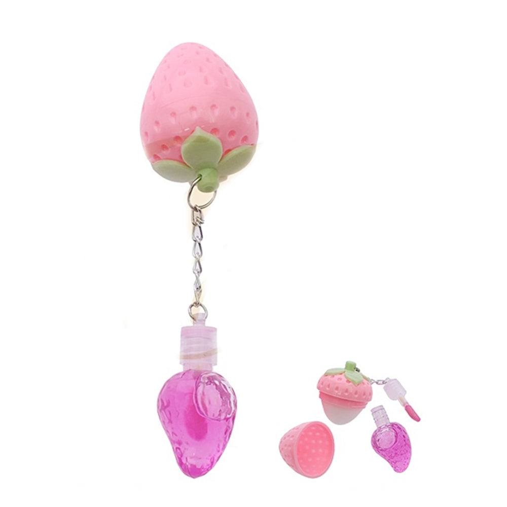 2-in-1 Strawberry Lip Balm & Clear Lip Gloss Keychain Set – Moisturizing & Hydrating Cute Fruit Lip Care (RCS-1158)