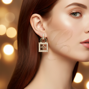Sparkling Star Lock Drop Earrings (RER-3325GS)