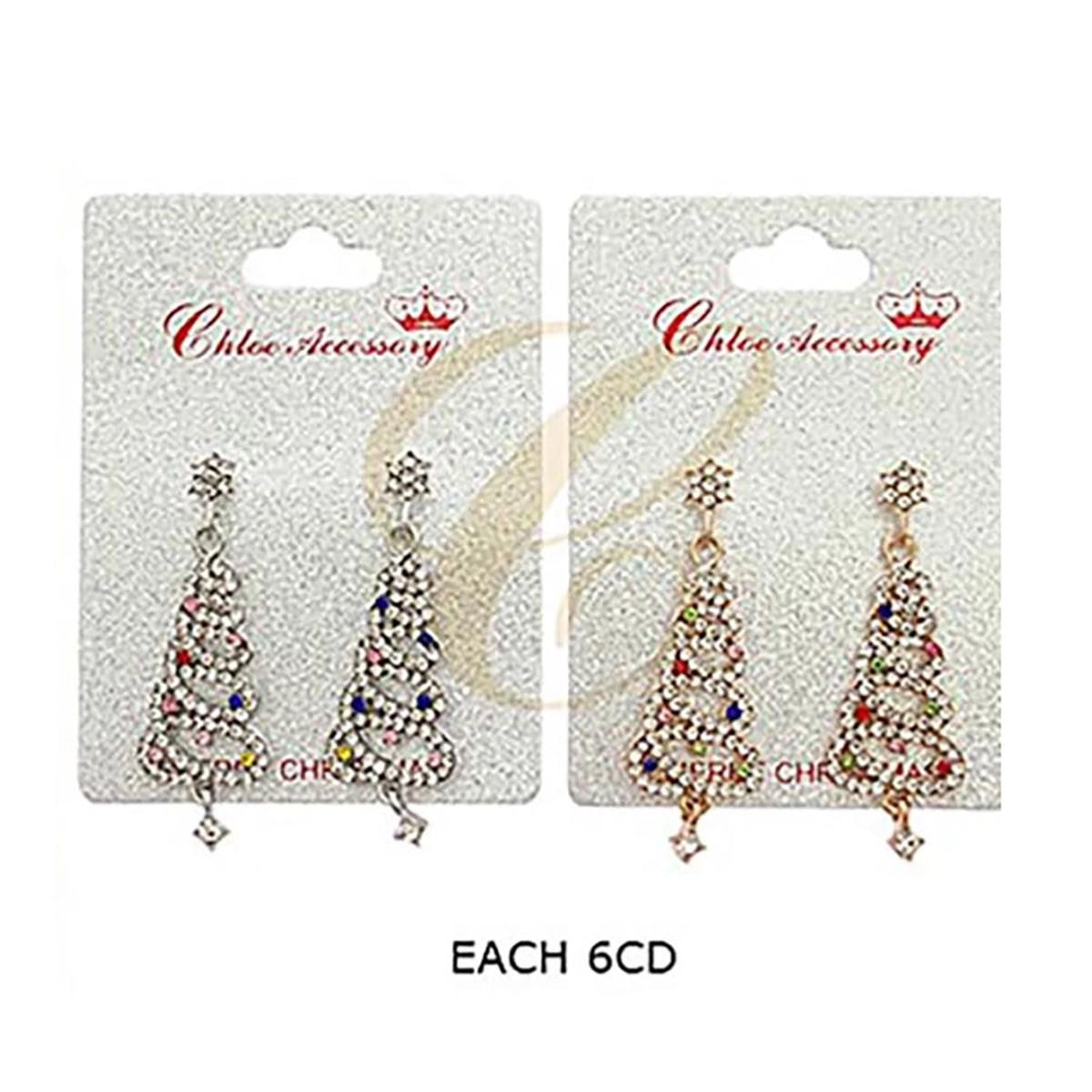 Sparkling Rhinestone Christmas Tree Dangle Earrings – Holiday Star Stud Drop Earrings with Multicolor Crystal Ornaments (RER-3573GS)