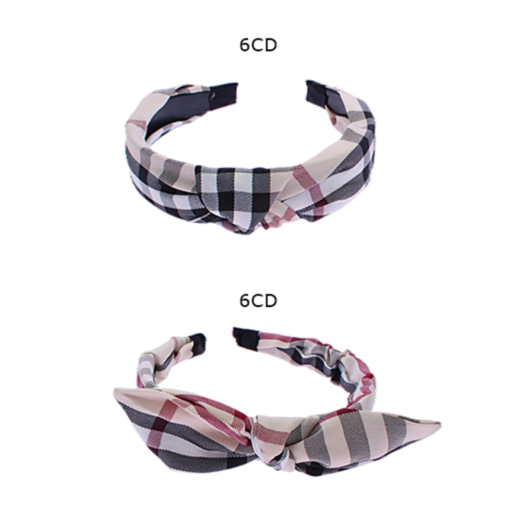 Classic Plaid Knot Headband – Vintage-Inspired Hair Accessory (RHB-0239BE)