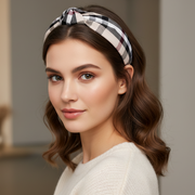 Classic Plaid Knot Headband – Vintage-Inspired Hair Accessory (RHB-0239BE)