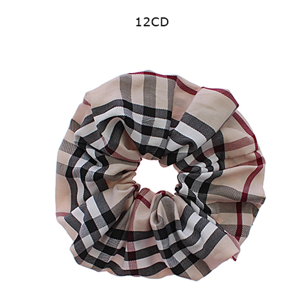 Elegant Plaid Oversized Scrunchie - 18cm