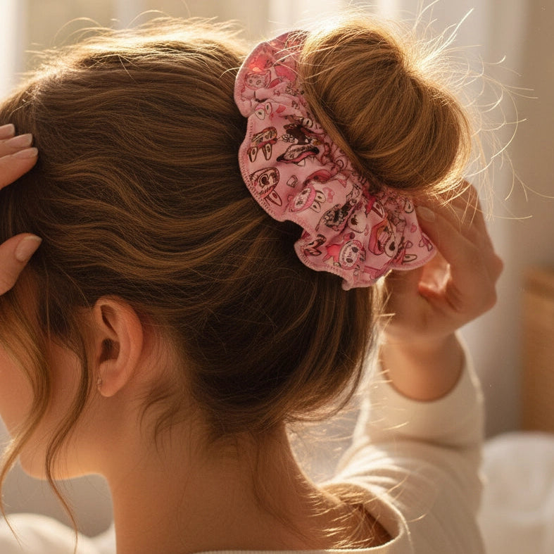 Cute Character Print Scrunchie Set - The Perfect Hair Accessory!