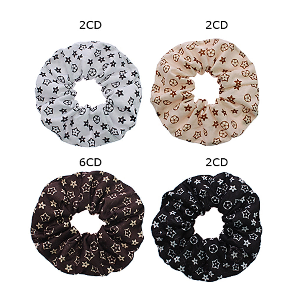 Oversized Geometric Monogram Hair Scrunchie - 18cm