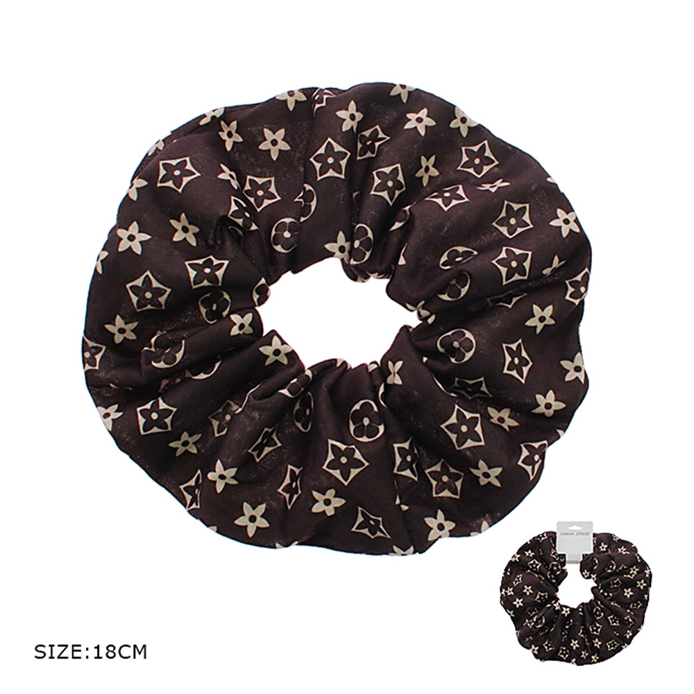 Oversized Geometric Monogram Hair Scrunchie - 18cm
