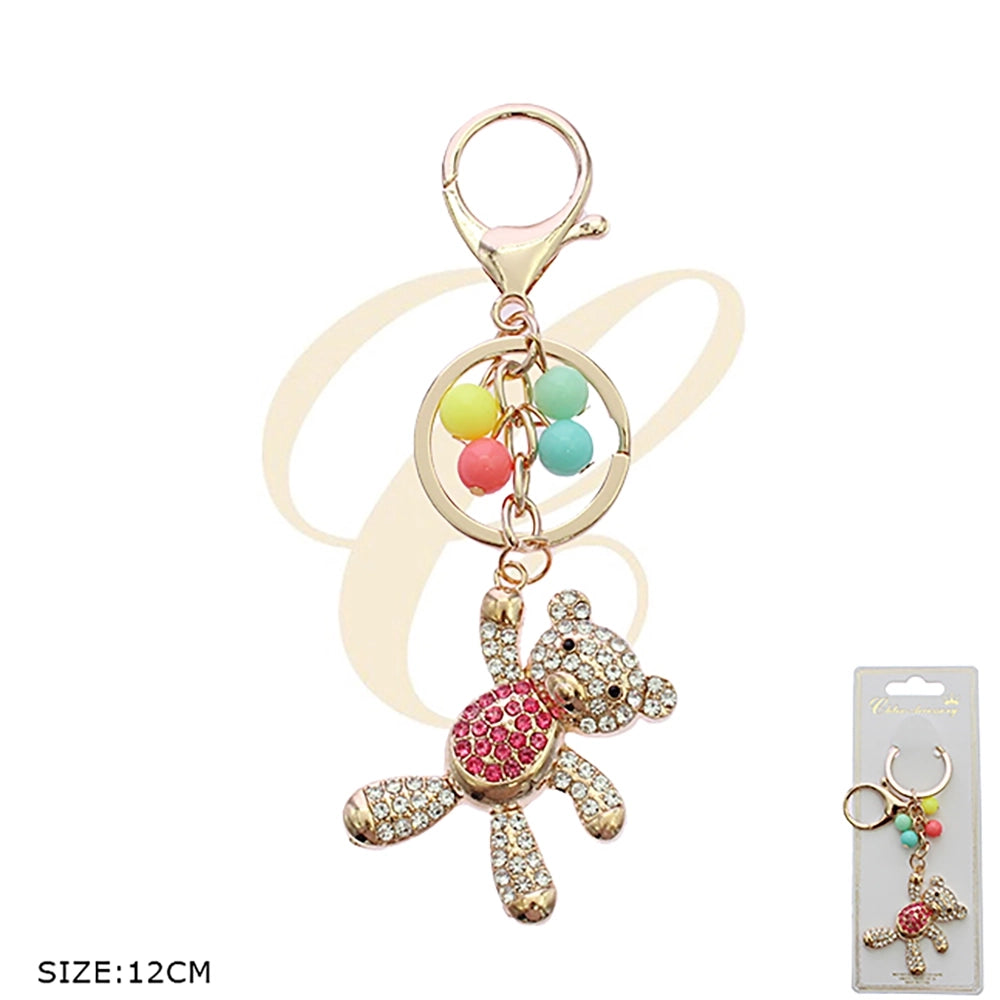 Sparkling Rhinestone Teddy Bear Keychain & Bag Charm (RKC-0412R6)