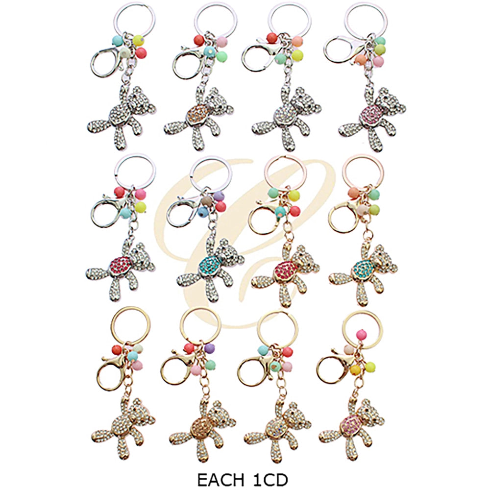 Sparkling Rhinestone Teddy Bear Keychain & Bag Charm (RKC-0412R6)