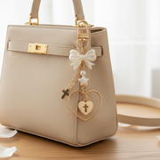 Elegant Heart & Cross Bow Keychain – Coquette Aesthetic Accessory RKC-0461GS