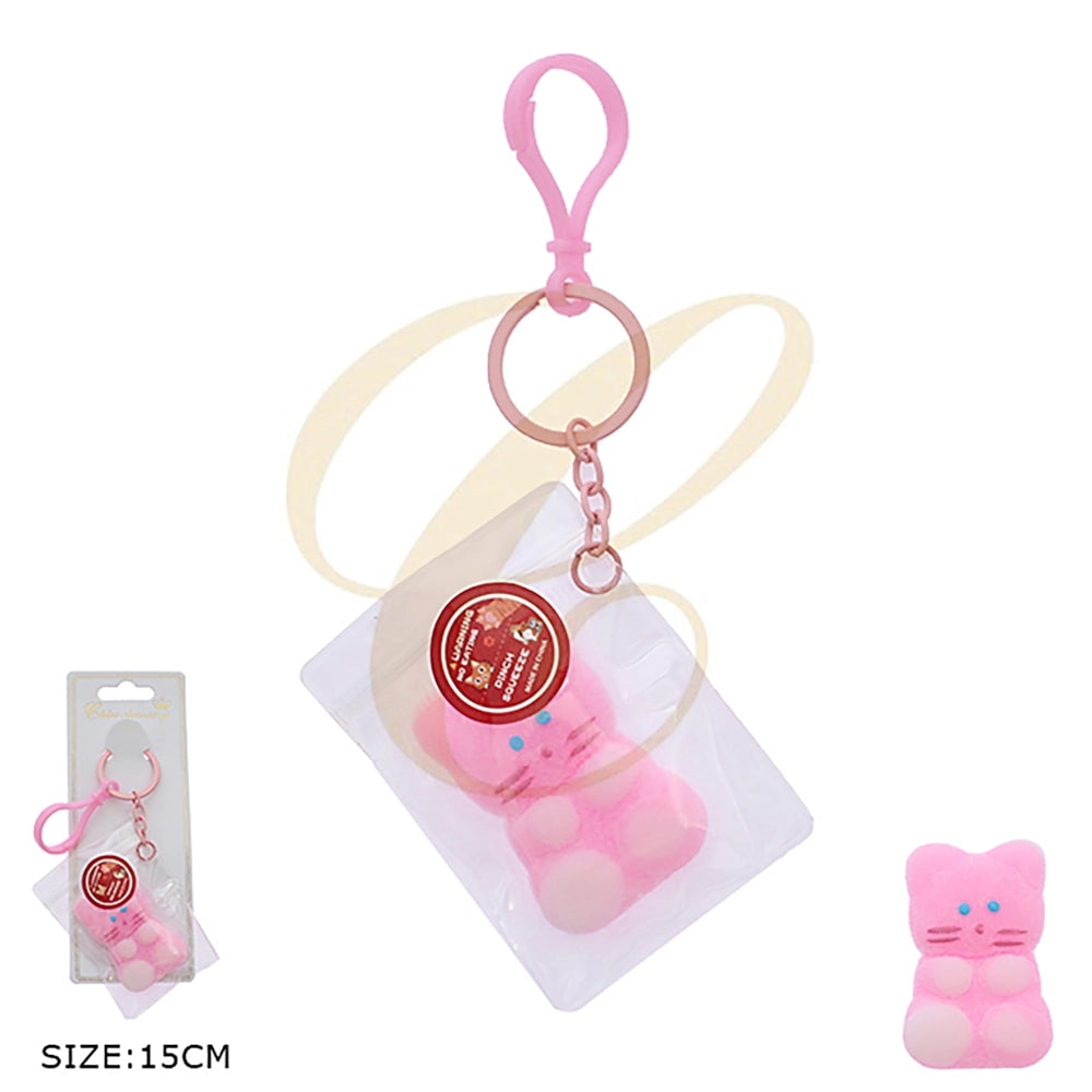Cute Squeezy Kitten Keychain – Soft Squishy Cat Bag Charm & Stress Relief Toy, 15cm (RKC-0473R3)