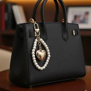 Elegant Pearl Heart Bag Charm & Luxury Keychain