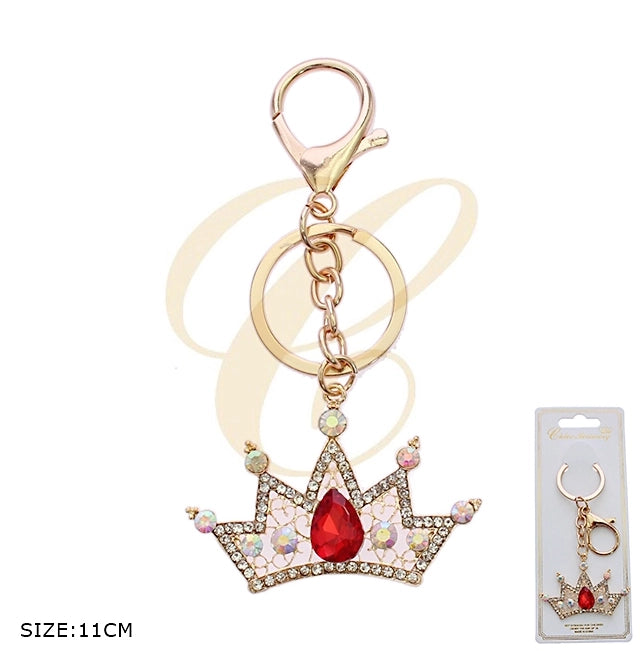 Sparkling Crown Keychain with Rhinestone Accents – Elegant Handbag Charm (RKC-0512R6)