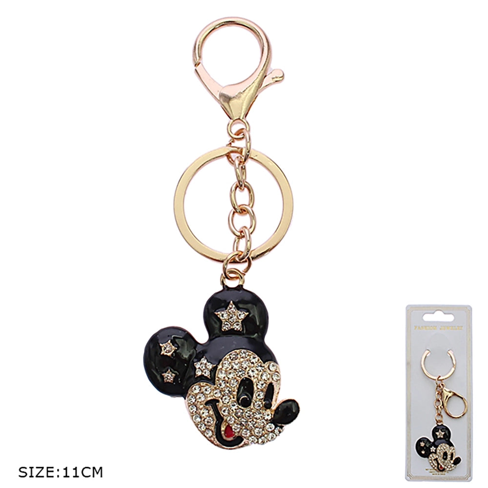 Sparkling Cartoon Mouse Enamel Keychain – Crystal Rhinestone Bag Charm & Key Ring, 11cm (RKC-0513R)