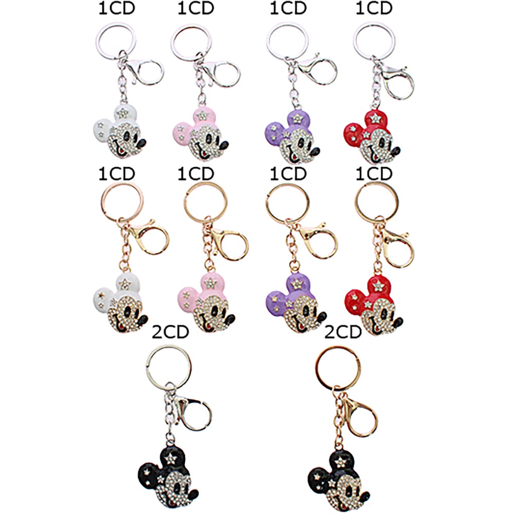 Sparkling Cartoon Mouse Enamel Keychain – Crystal Rhinestone Bag Charm & Key Ring, 11cm (RKC-0513R)