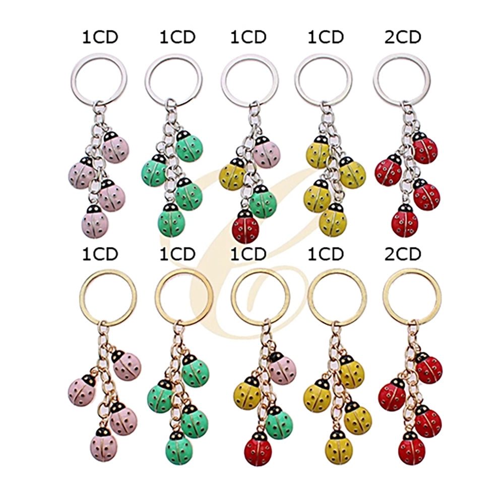 Enamel Ladybug Keychain with Charms – Cute Insect Key Ring for Women & Girls, Colorful Beetle Purse Charm Backpack Accessory (RKC-0517R5)