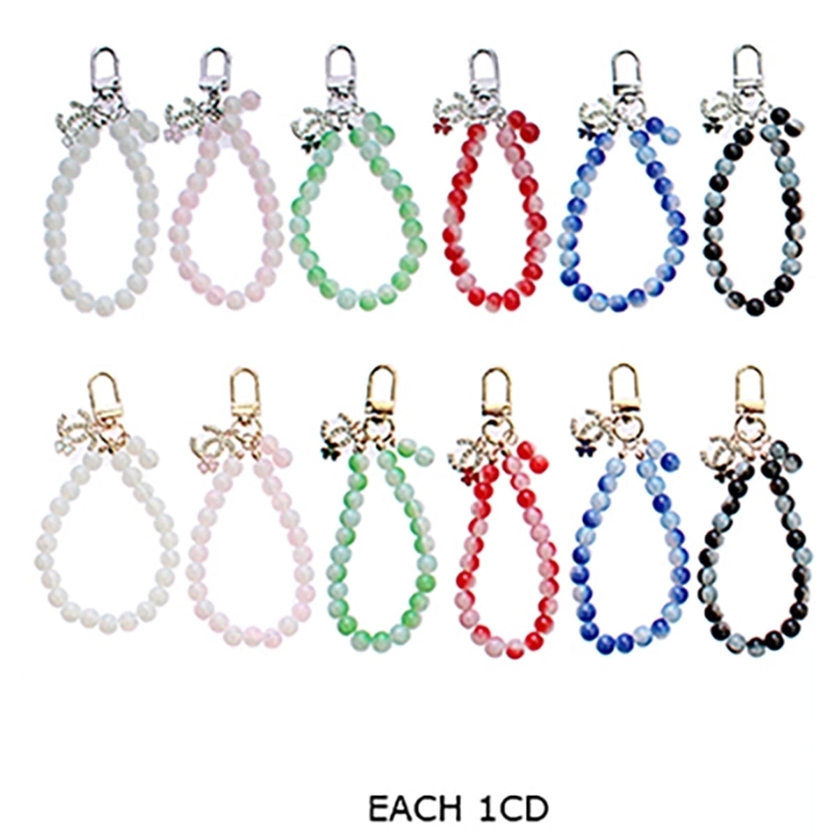Faceted Agate Bead Wristlet Keychain & Bag Charm – Sparkling Crystal Clover Charm Strap with Clasp  (RKC-0563R6)