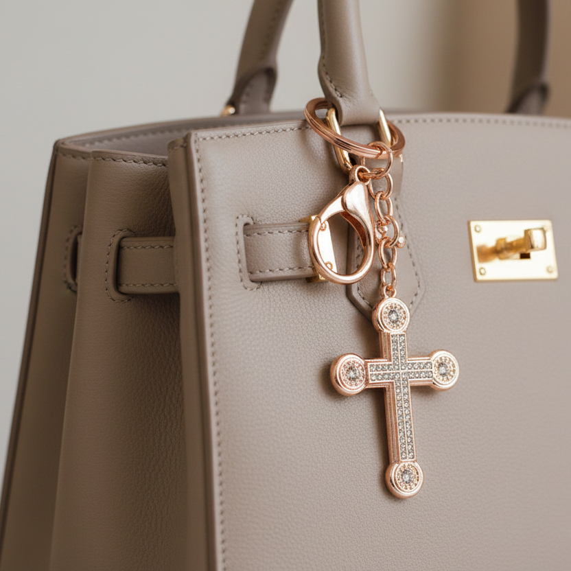 Sparkling Crystal Cross Keychain & Bag Charm (RKC-0617GS)