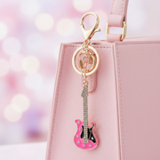 Rhinestone Guitar Keychain Charm – Sparkly Electric Guitar Keyring for Music Lovers & Musicians (RKC-0620R6)