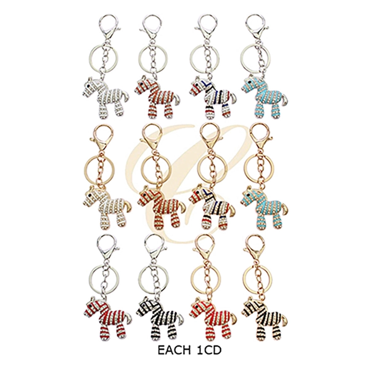 Sparkling Rhinestone Zebra Animal Keychain – Crystal Enamel Bag Charm & Metal Keyring8 (RKC-0712R)