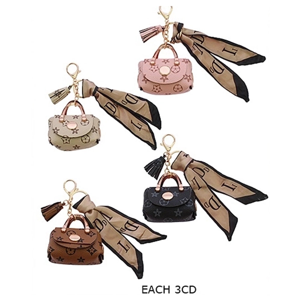 Mini Handbag Keychain Pendant with Ribbon Silk Scarf & Tassel (RKC-0743R)