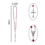 Our Lady of Guadalupe Red Rose Scented Rosaries with Round Gift Boxes – 48cm Catholic Rosary Necklace Set for Baptism (RN01R)