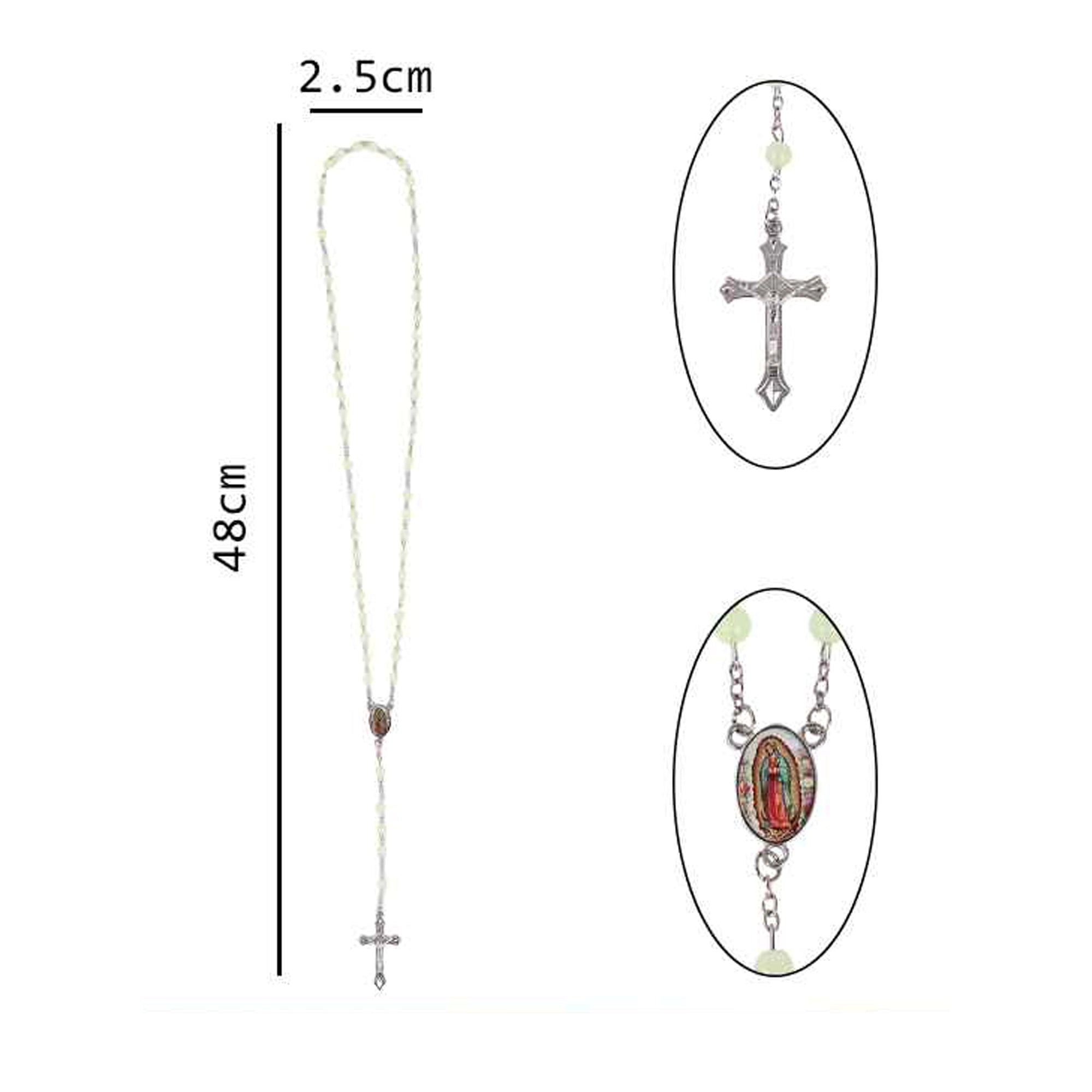 Our Lady of Guadalupe Luminous Rosary Necklace Bulk Set (12 Pcs) – Glow in the Dark Catholic Rosaries (RN06)