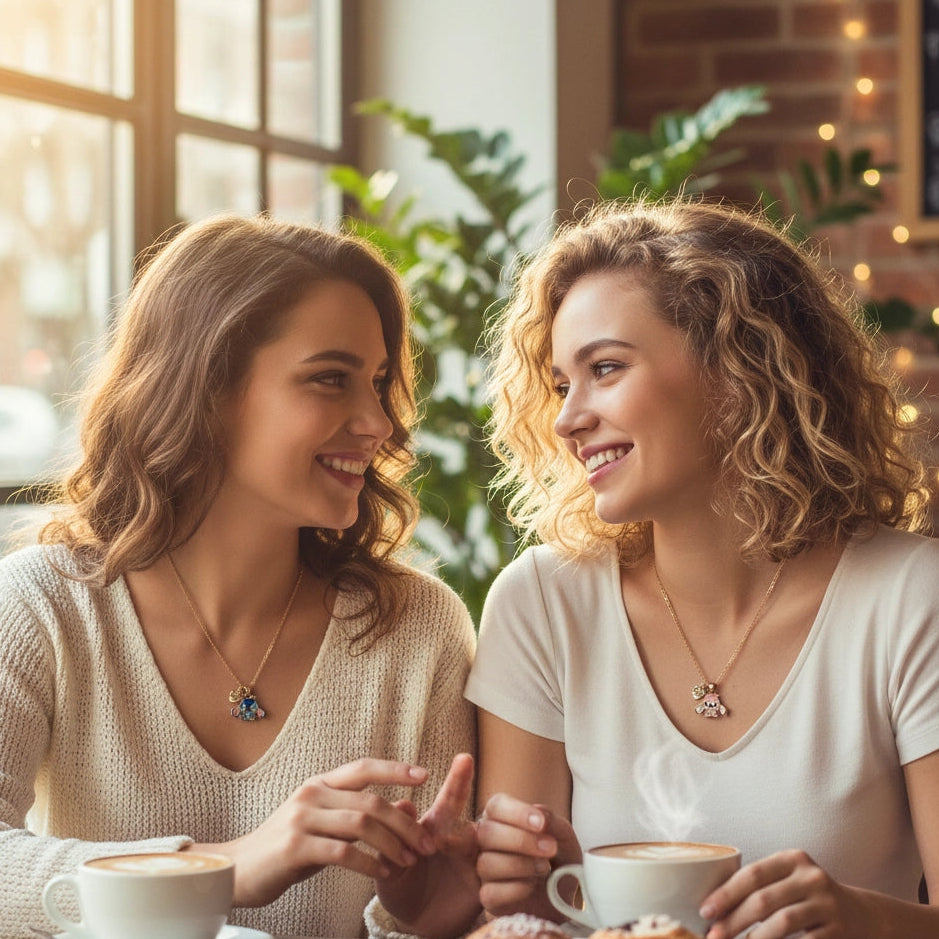 2-Piece Best Friends Forever Alien Necklace Set - Intergalactic BFF Jewelry Gift (RNK-0762)