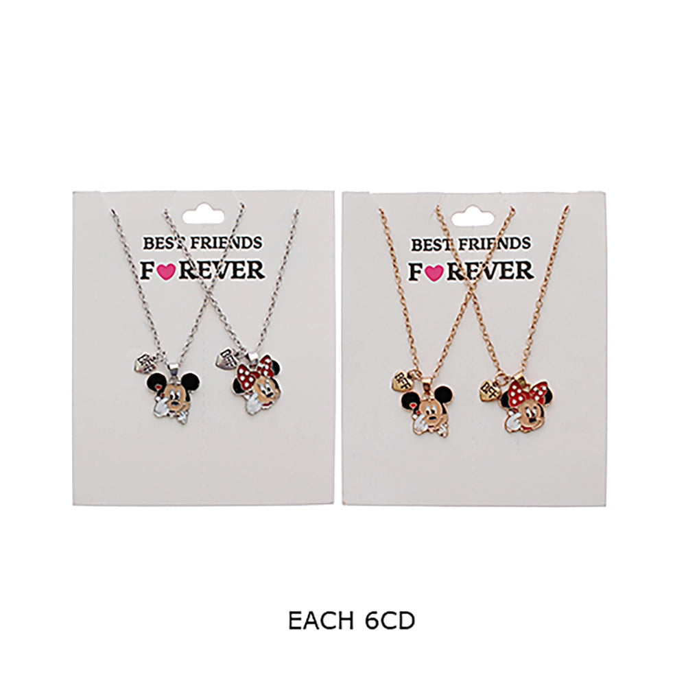 Best Friends Forever Mouse Necklace Set – 2-Piece BFF Friendship Jewelry with Polka Dot Bow Charms (RNK-0764)