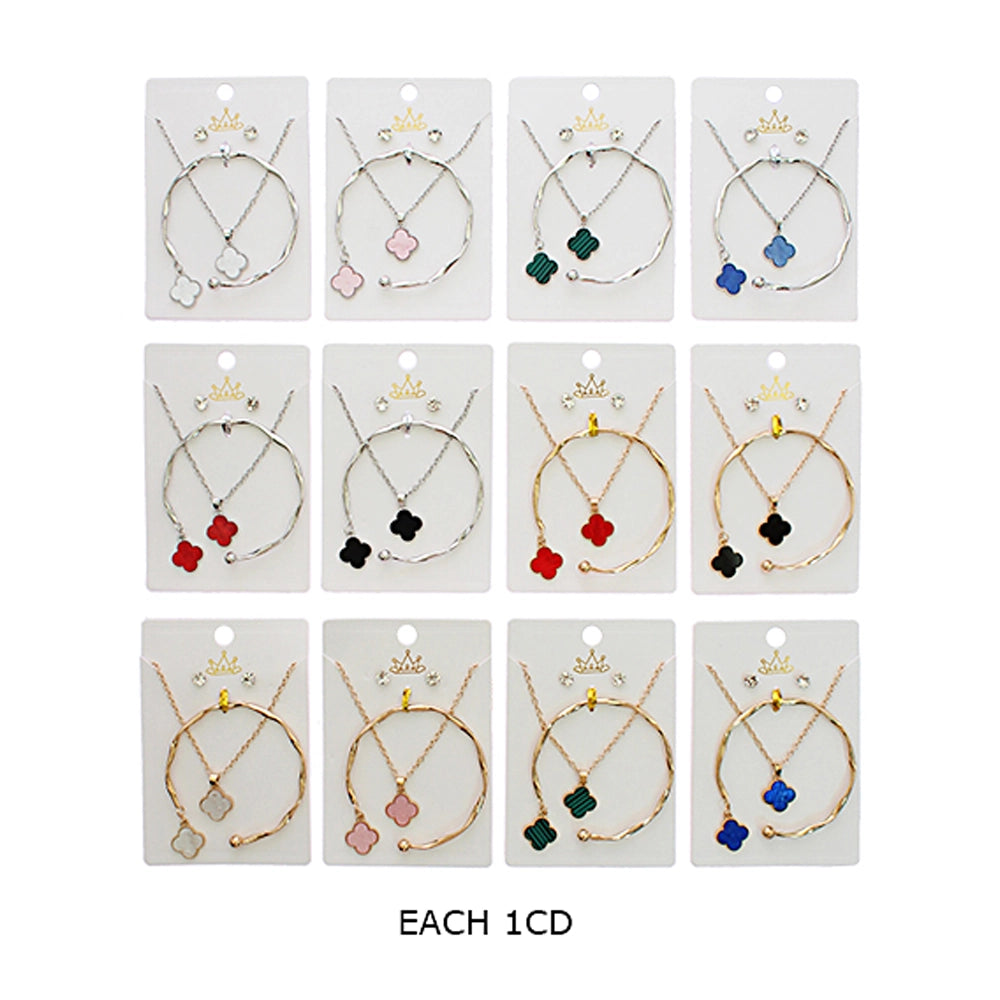 Lucky Clover Necklace & Bracelet Set