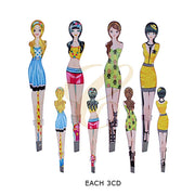 Fashion Girl Figurine Slanted Tip Eyebrow Tweezers Set | Novelty Printed Stainless Steel Beauty Tweezers Display Assortment (12pk) (RNT-0851)