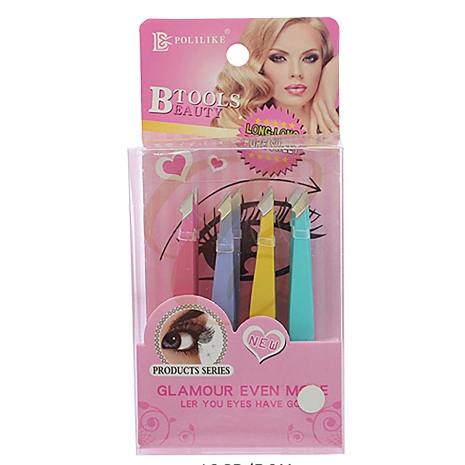 Precision Slant Tip Tweezers Set – Professional Stainless Steel Facial Hair Removal & Eyebrow Shaping Tool (RNT-1451)