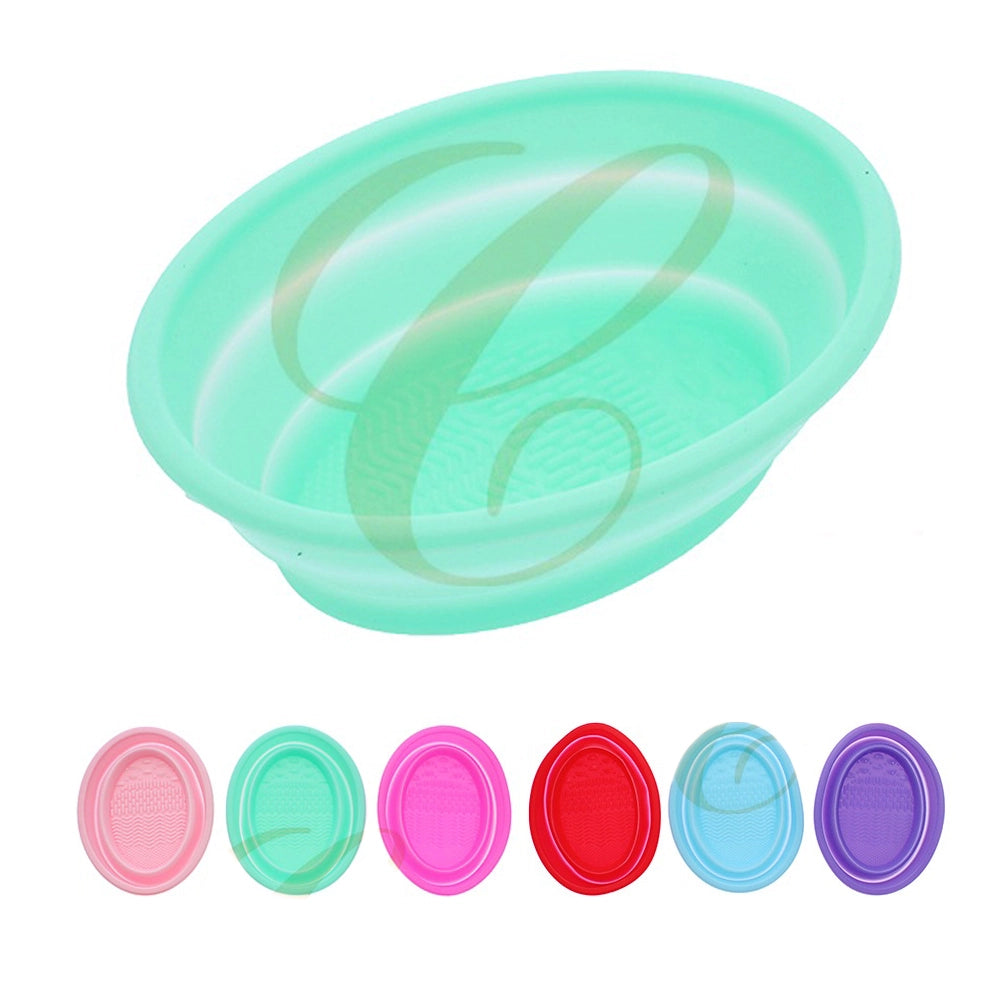 Deep Clean, Anywhere: Portable Silicone Makeup Brush Cleaner Mat & Collapsible Basin Set