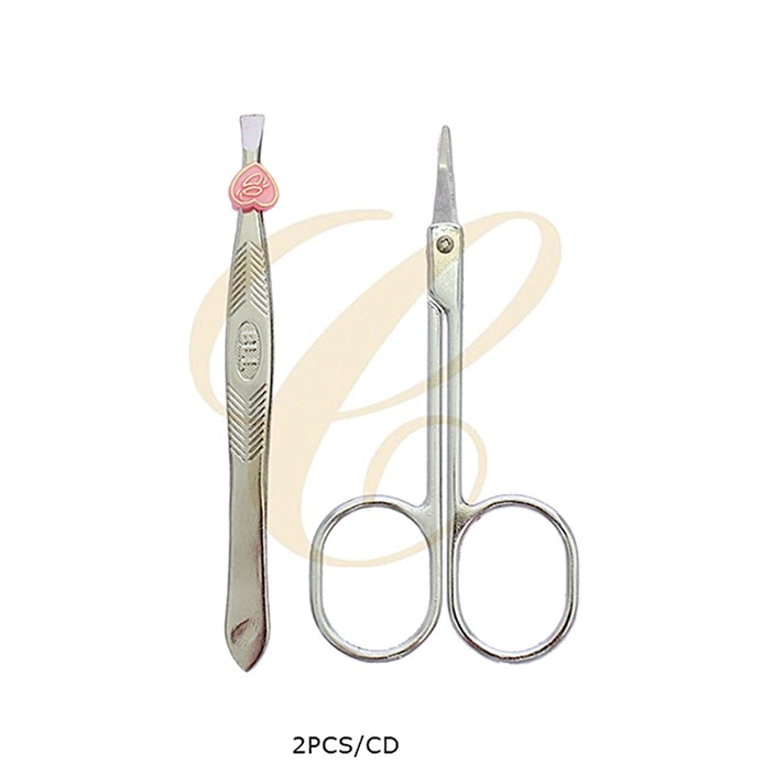 2-Piece Stainless Steel Slanted Tip Eyebrow Tweezers Set (12pk) | Precision Facial Hair & Lash Applicator Tweezers Pack (RNT-1776)