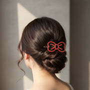 Elegant Crystal Bow Heart Hair Clip - Sparkling Rhinestone Bobby Pin (ROP-0058R3)