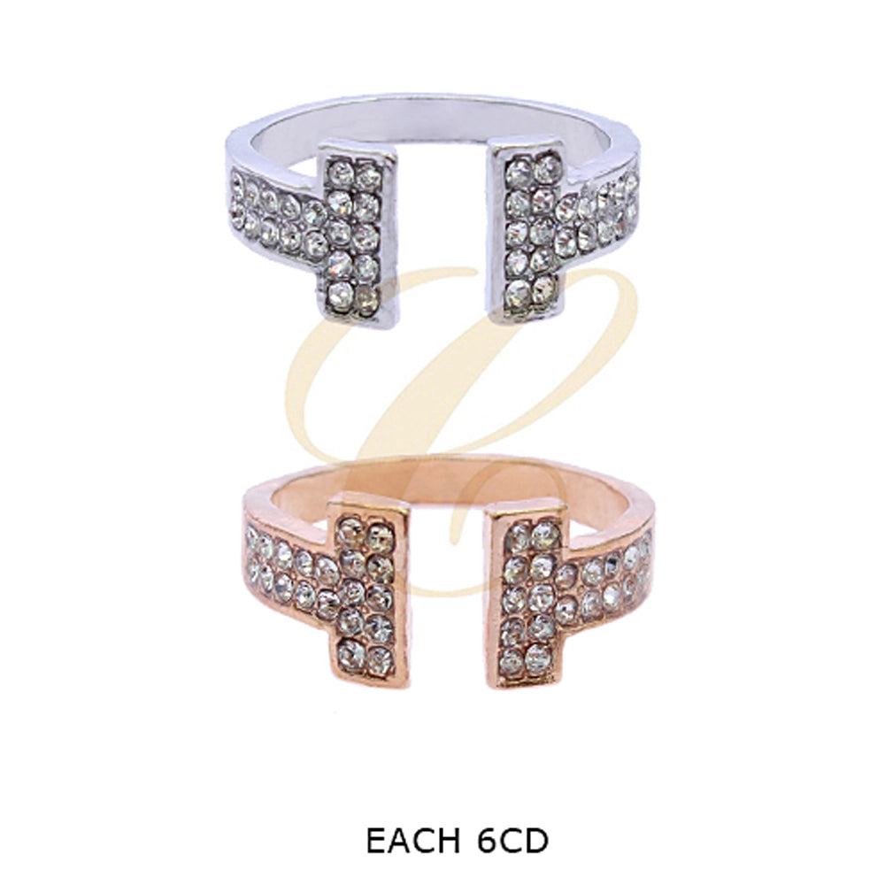 The Statement Split Band Rhinestone Cuff Ring
