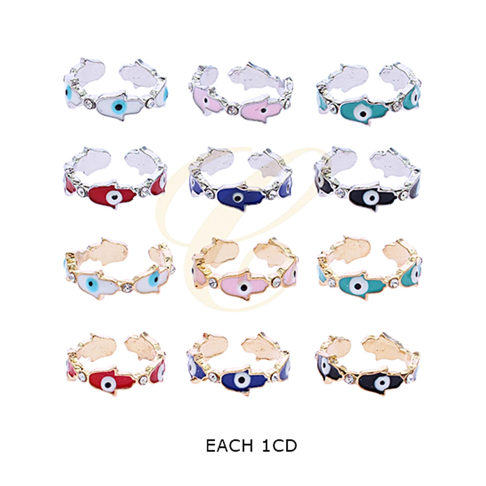 Ward Off Negativity in Style! Adjustable Hamsa Hand Evil Eye Rings