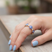 Adjustable Evil Eye Cuff Ring