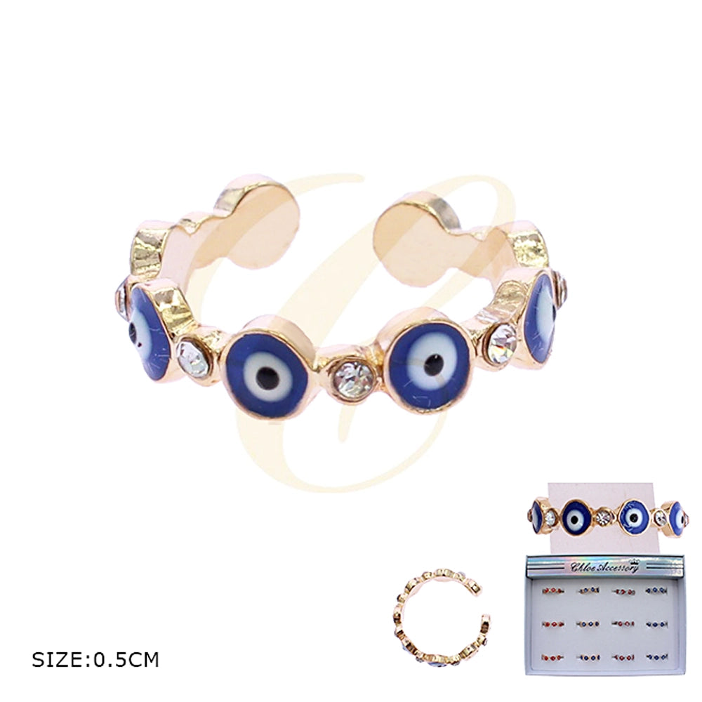 Adjustable Evil Eye Cuff Ring