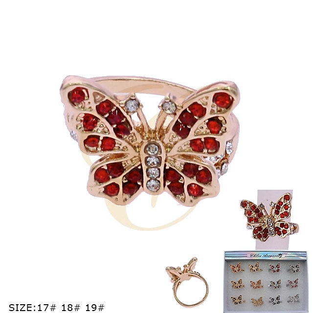 Sparkling Butterfly Rhinestone Statement Ring - Elegant Butterfly Jewelry (RRN-0504R)